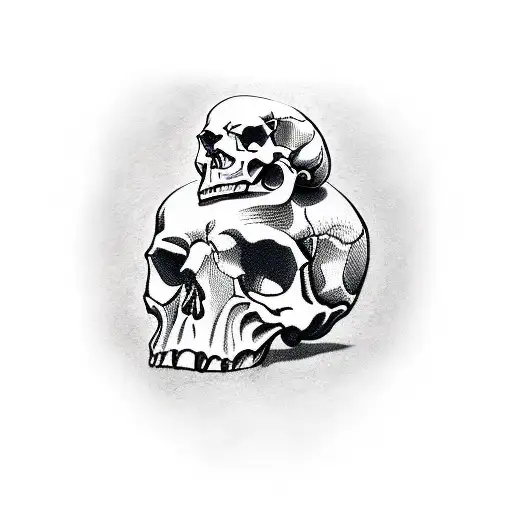 Skull Whith Smoke Around And Into