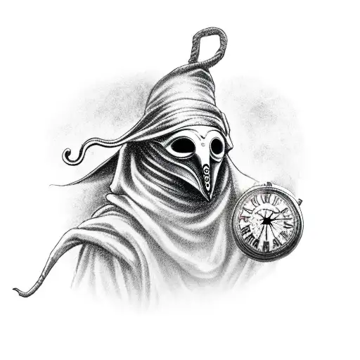 Plague Doctor Mask With Clock