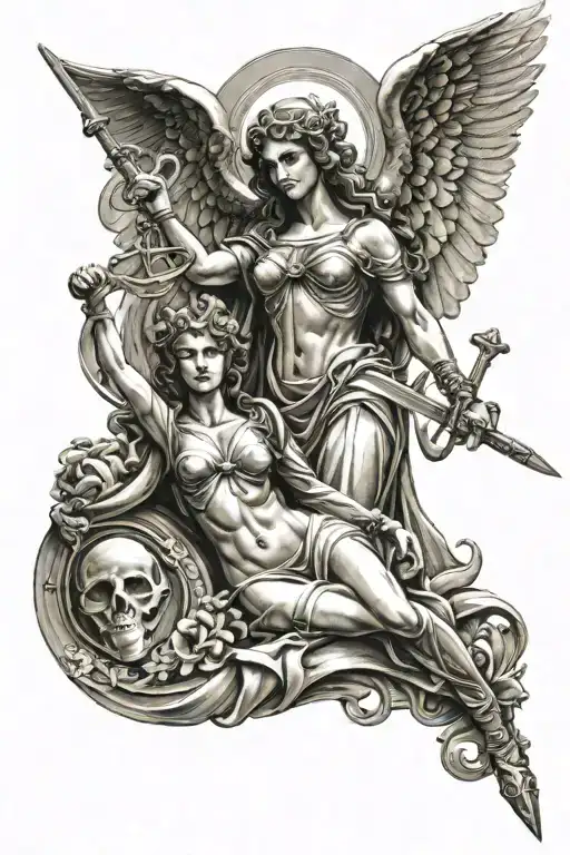 Libra Zodiac Sign And Angel Holding A Sword