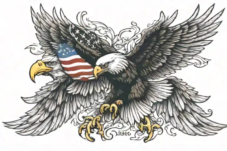 American Flag Eagle Wings