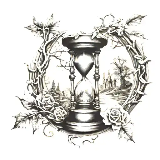 Hourglass Cemetary Symbol Tree Trunk