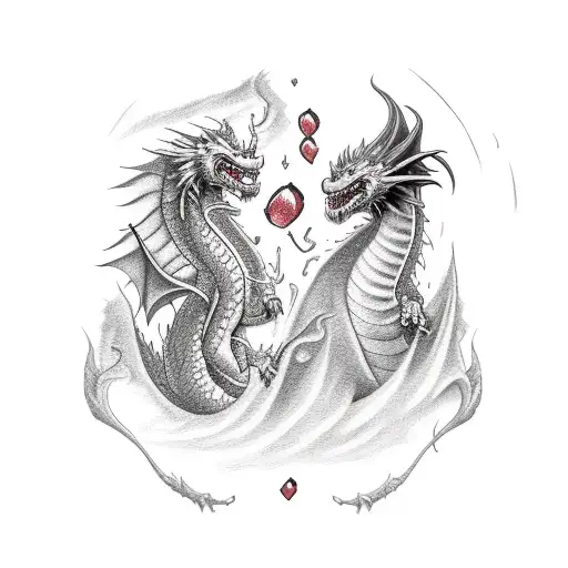 Dragon And Red-haired Girl Pirate With Him