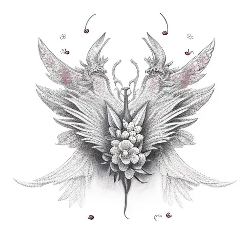 Dragon With Cherry Blossoms Wings