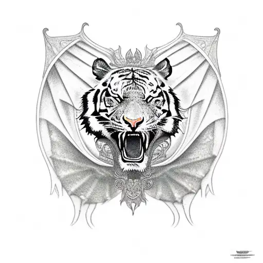 Tiger With Dragon Wings And Dragon Eyes