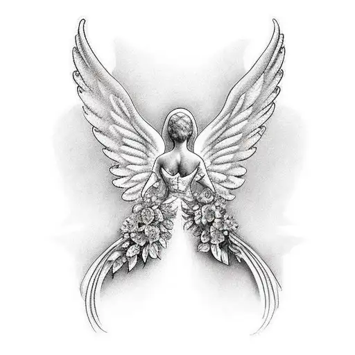 Memorial With Angel Wings And Butterflies