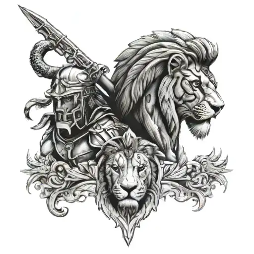 Spartan With Lion