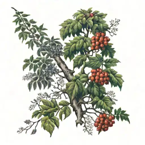 Rowan Tree And Hawthorn Tree Intertwined