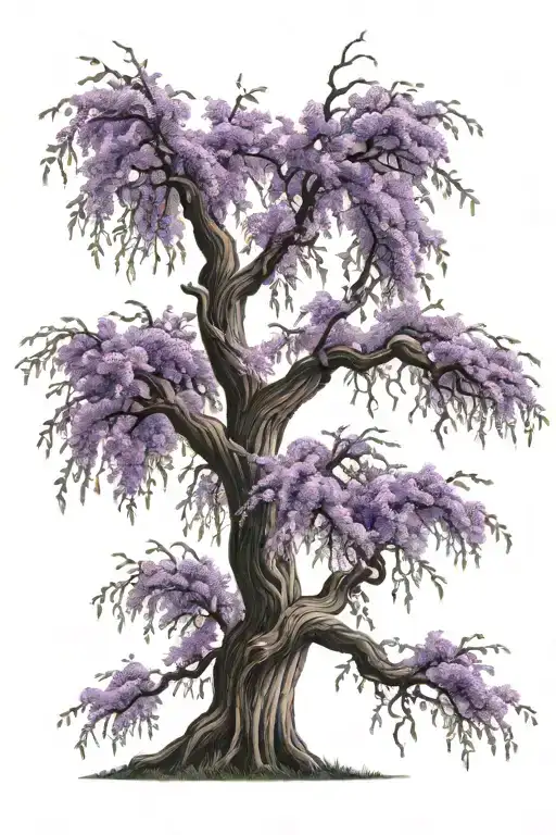 Starts At Shoulder Blade And Goes Down Arm Half Way Purple Willow Tree Draped Down Arm