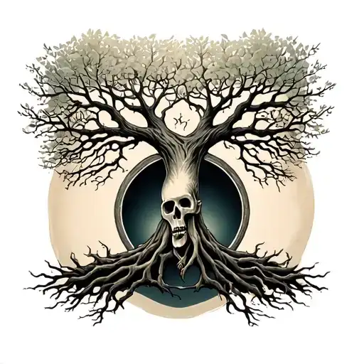 Tree Of Life Tattoo With Death In The Center
