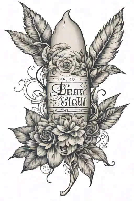 Inspirational Quote Leg Tattoo Design Combining Realism And Linework