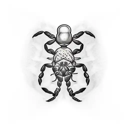Scorpion With Libra Scale In One Claw And Four Leaf Clover In Other Claw