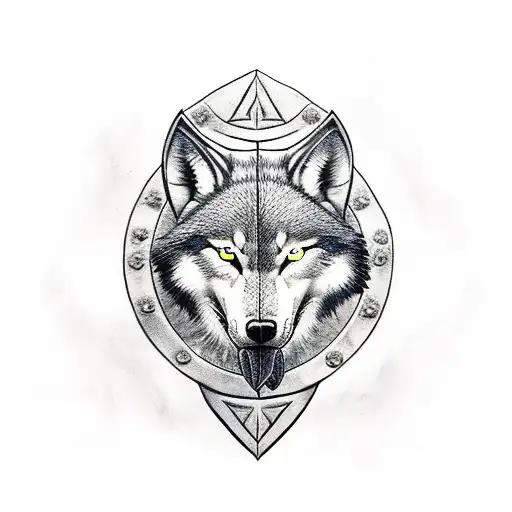 Spartan Shield With Half Spartan Half Wolf Head
