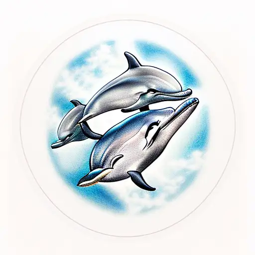 Three Dolphins In A Circle
