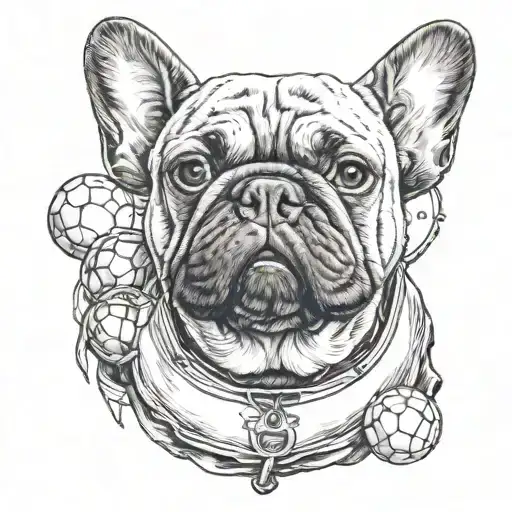 A Realistic Portrait Of A French Bulldog Wearing A Football Jersey