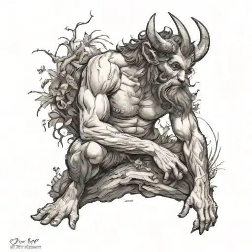 Satyr Nude Sexy Body Hairy In Nature Scene