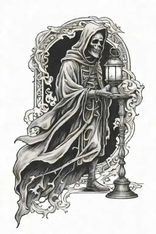 Tarot Card Depicting Death Walking With A Lantern