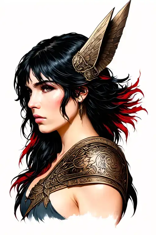 Valkyrie With Black Hair Roots And Red Tips