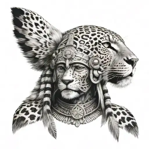 Mayan Indian Using A Leopard Head As A Helmet