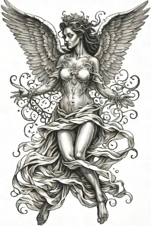Female Angel With Wings Spread Wide