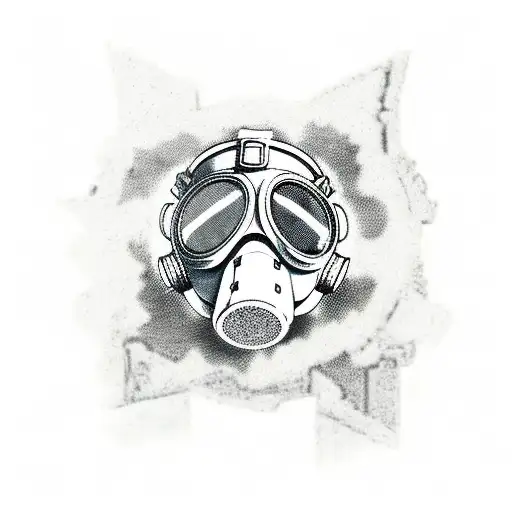 German Gasmask In Ruined City