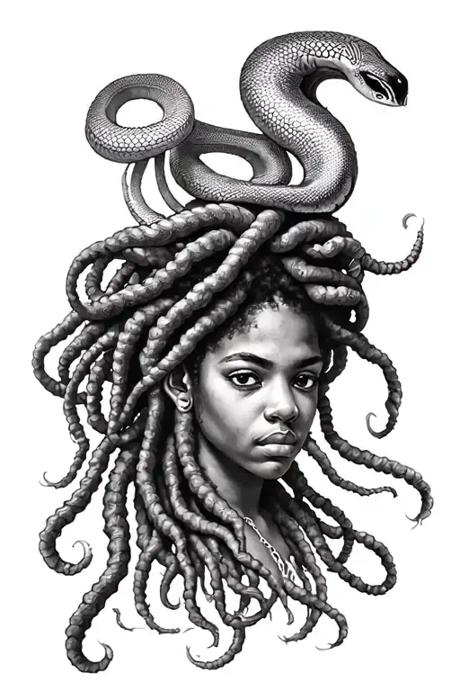 Afro-centric Medusa With Dreadlocks And Snake Hair