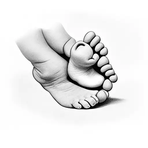 Baby Hands And Feet With And A Clock