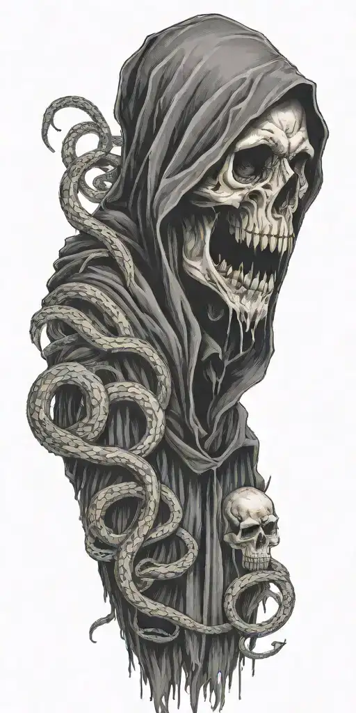 Scary Grim Reaper With Snakes Wrapped