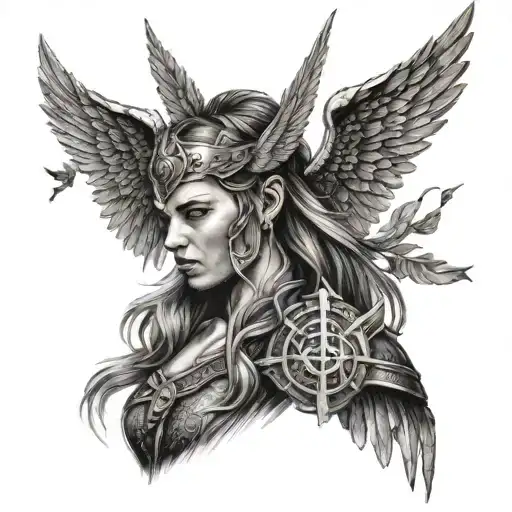 Valkyrie On The Forearm With Runes