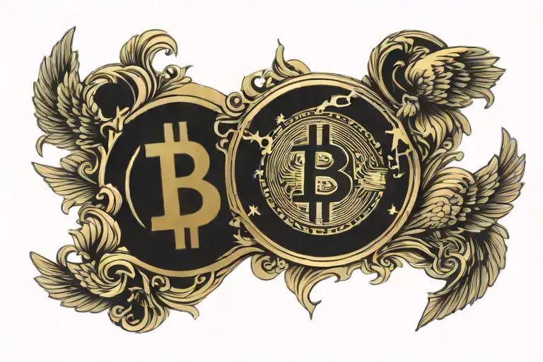 Bitcoin Gold And Dollar Representing Freedom Fluid Fight
