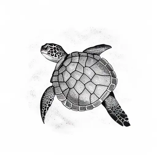 Turtle With Waves And Coral