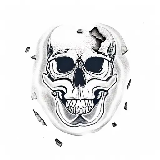 Horror Skull With Broken Glass