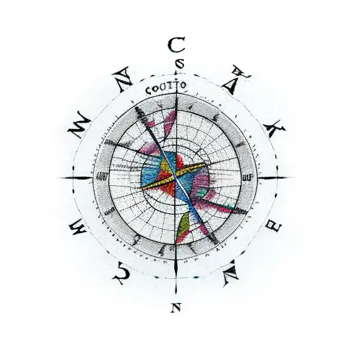 Cartography Of South America With Compass In The Middle And A Pity Drawing It