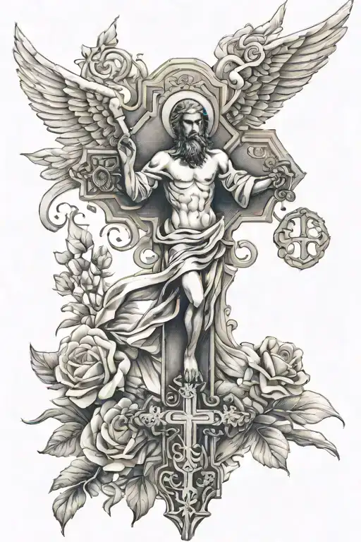 Orthodox Cross And Angel Falling