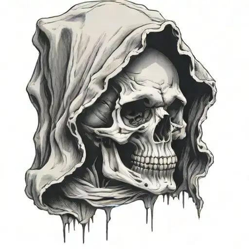 Five Standing Hooded Skull Figures