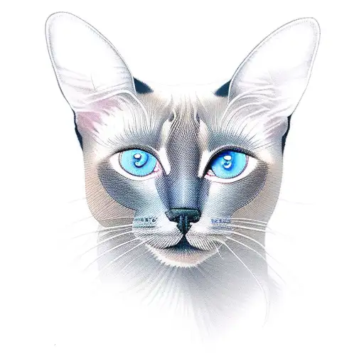 Siamese Cat With Strabic Blue Eyes