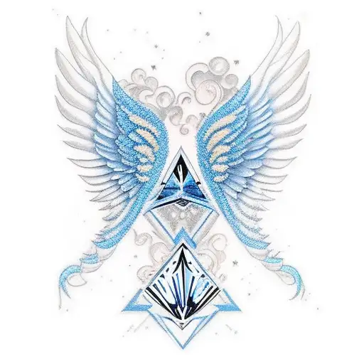 Burning Diamond Blue Angel Wings