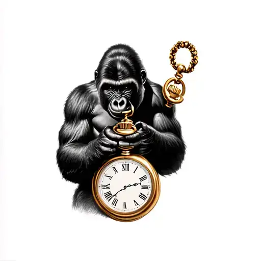 Gorilla Holding Pocket Watch
