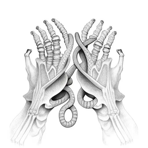 Skeleton Hand With Snake Going Through