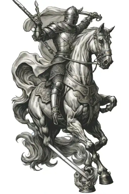St George Knight Holding A Sword Standing Tall No Horse