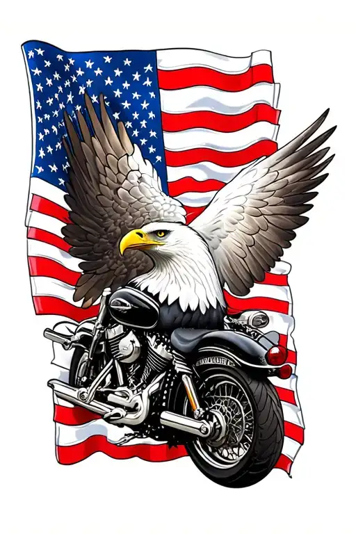 Eagle Motorcycle Usa Flag With Christian