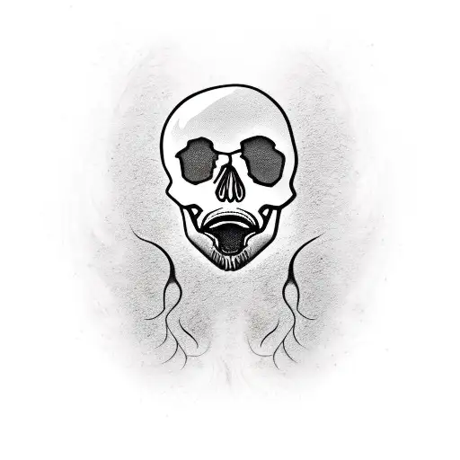 Tattoo Of Skull With Tongue Out And Hairs That Resemble Einstein's Hairs