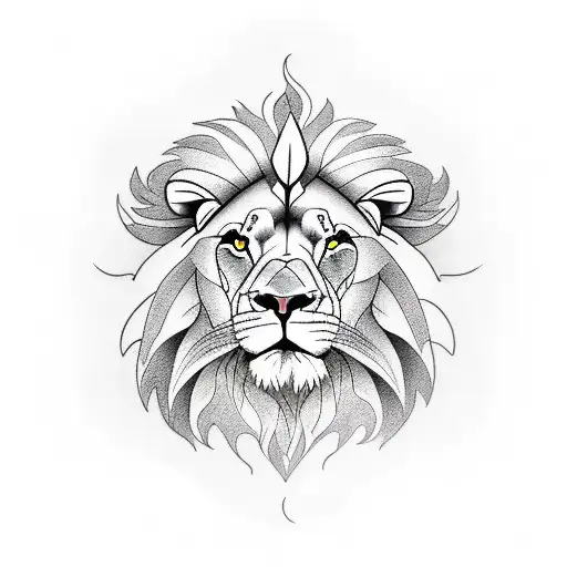 Lion Flying Over Fire