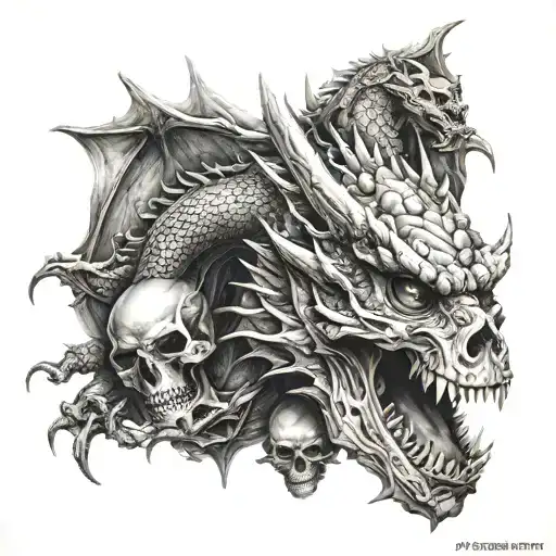 Dragon With Skulls