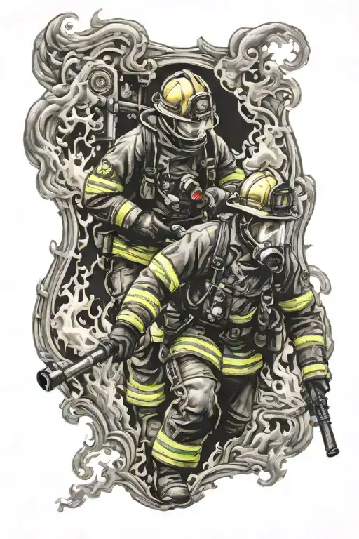 Firefighter Battling Flames