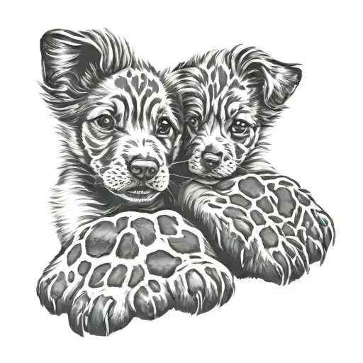 Two Dog Paw Print