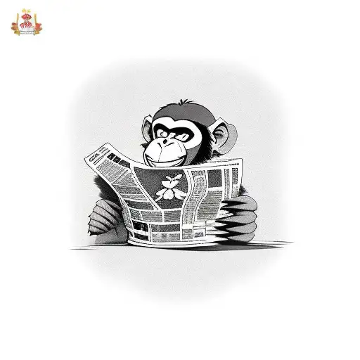 Monkey Reading Newspaper Wearing Suit And Tie