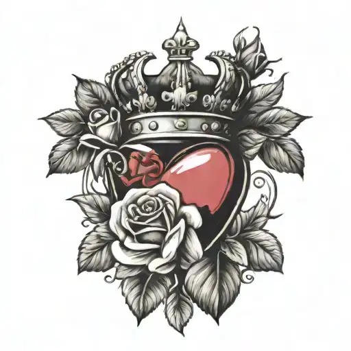 Heart With Crown And Roses