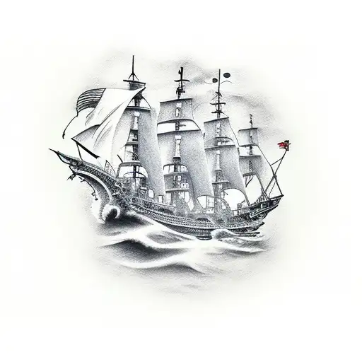 Pirate Ship With Kraken