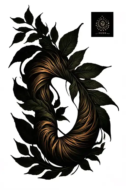 Leaf Stems Flowing Around The Arm Like A Helix Patten Mixed With Elements From Indian Culture