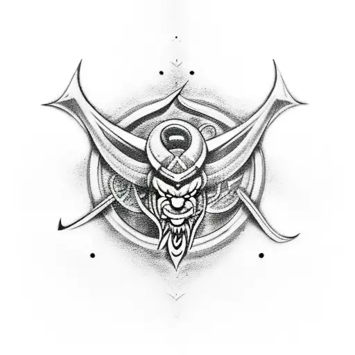 Dragon And Viking Symbols On Back